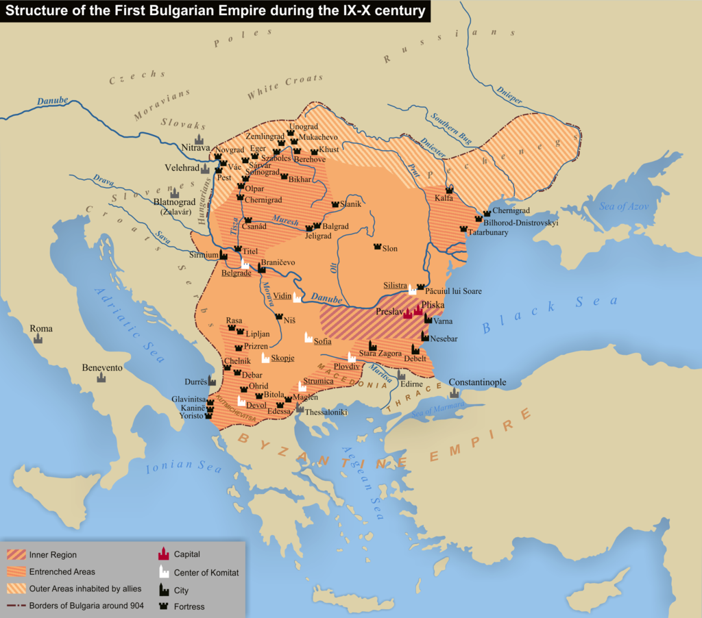 불가리아 제1제국 시대의 영토